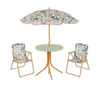 Relaxdays Salon de Jardin pour Enfant, Table, chaises, Parasol, Design Original, 126x100x100 cm, Color varié