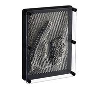 Relaxdays Sculptures clous 3D Métal pin Art esprit créatif détente 13 x 18 cm Tableau à clous Empreinte main visage tige métallique Effet relief Mural sculpture cadre, noir