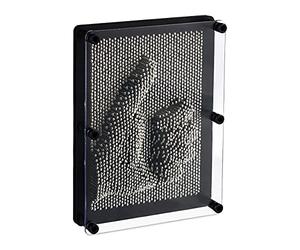 Relaxdays Sculptures clous 3D Métal pin Art esprit créatif détente 13 x 18 cm Tableau à clous Empreinte main visage tige métallique Effet relief Mural sculpture cadre, noir