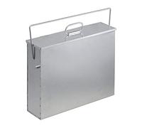 Relaxdays Seau à Cendres, carré, bac avec Couvercle, 15 L, Acier galvanisé, Poubelle cheminée, Barbecue, poêle, argenté