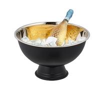 Relaxdays Seau à champagne, acier inoxydable, H x D : env. 23,5 x 40 cm, bac à glaçons, XXL, pour vin, bière, noir mat
