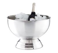 Relaxdays 10024734 Seau à Champagne, Bol à Glace INOX, Bouteille de vin, Glaçons, Pot, D 36,5 cm, argenté