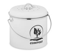 Relaxdays Seau à compost 3,5 litres, 2 filtres à charbon actif, couvercle, anse, fer, déchets organiques, cuisine