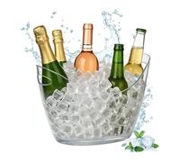 Relaxdays Seau à glaçon, récipient 6 l, rafraîchir champagne, bière & vin, plastique, HLP 25,5x34,5x26 cm, transparent