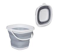 Relaxdays Seau Pliable, 10 litres, Bec verseur, Anse, récipient rétractable pour la Maison & Le Camping, Gris - Blanc