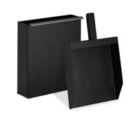 Relaxdays Seau pour cendres avec pelle contenant pour cheminée grillage four caisse à cendres pelle fente noire