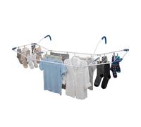 Relaxdays - Séchoir à Linge 15 m à accrocher pour Balcon et radiateur, Acier, Blanc/Bleu
