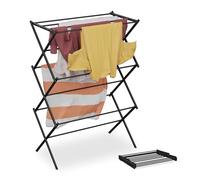 Relaxdays séchoir à Linge Pliable, 104x73x38 cm, 11 Barres, étendoir Extensible en métal, intérieur, Noir