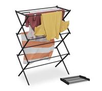 Relaxdays séchoir à linge pliable, 104x73x38 cm, 11 barres, étendoir extensible en métal, intérieur, noir