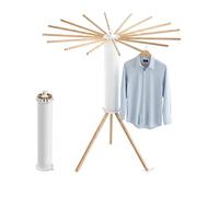 Relaxdays Séchoir à linge pliable Oktopus 16 barres 121 x 112 cm bois blanc/naturel