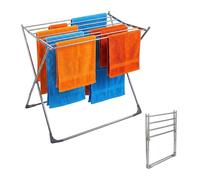 Relaxdays Séchoir à Linge Pliable, 8 Barres, H x l x P : 77 x 86 x 57 cm, Acier INOX, Gain de Place, Argent