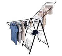 Relaxdays Séchoir à Linge Pliable, métal Noir, H x l x P: 104,5 x 171 x 58 cm, 2 Volets réglables
