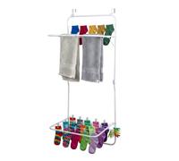 Relaxdays - Séchoir à Linge pour Porte, 4,9 m, 2 Ailes rabattables, Acier, Blanc