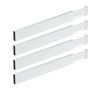 Relaxdays Séparateur pour Le tiroir, Lot de 4, Bambou, Longueur réglable Entre 46 et 56 cm, Cuisine, Blanc