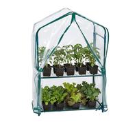 Relaxdays Serre Balcon 2 étages en PVC/Acier Vert Transparent, HxLxP : 95x59x39 cm
