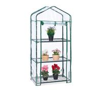Relaxdays Serre de Balcon, bâche en PVC, 3 étagères, H x L x P : env. 128 x 60 x 40 cm, Vert et Transparent