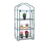 Relaxdays Serre de Balcon, bâche en PVC, 3 étagères, H x L x P : env. 128 x 60 x 40 cm, Vert et Transparent