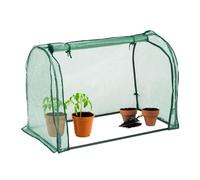 Relaxdays Serre de Jardin, bâche en PE, Porte Enroulable, HLP : 80x113x70 cm, système d'emboîtement, Transparent/Vert