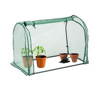 Relaxdays Serre de Jardin, bâche en PE, Porte Enroulable, HLP : 80x113x70 cm, système d'emboîtement, Transparent/Vert