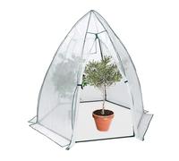 Relaxdays Serre d'hivernage, HLP : 185x180x160 cm, Protection hivernale pour Plantes, avec Porte et fenêtre, Transparent
