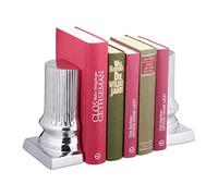 Relaxdays Serre-Livres en 2 pièces, Formant Ensemble Une Colonne, H x L x P : env. 18 x 12,5 x 7 cm, Aluminium, argenté