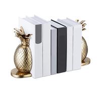Relaxdays Serre-Livres Tendance en Forme d’Ananas, 2 pièces, métal, H x L x P : 21 x 8 x 13 cm, pour étagère, doré