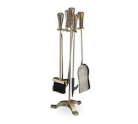 Relaxdays Serviteur de cheminé 5 pièce dorés