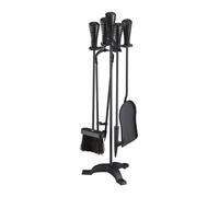 Relaxdays Serviteur de cheminé 5 pièce noir