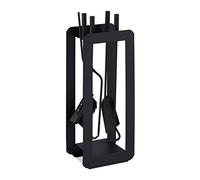 Relaxdays – Serviteur pour cheminée – 5 pièces (tisonnier, pelle, balai, pince, support) – Noir
