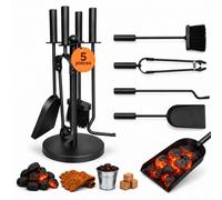 Relaxdays Serviteur de cheminée noir 5 pièces