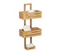 Relaxdays Serviteur de douche en bambou H x l x P: 65 x 28 x 15,5 cm 3 étages compartiments , nature