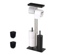 Relaxdays Serviteur WC, Porte-Rouleaux, Emplacement pour Papier Toilette Humide, Non Fixe, HxLxP : 77x30x15 cm, Noir
