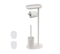 Relaxdays Serviteur WC, Non Fixe, 2 têtes de Brosse de Rechange, H x L x P : 67 x 23 x 17 cm, Blanc