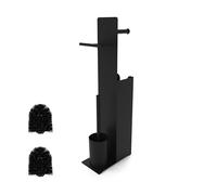 Relaxdays Serviteur WC, Non Fixe, Brosse, 2 têtes de Brosse de Rechange, H x L x P : 67 x 22 x 12 cm, Noir