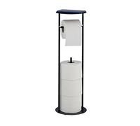 Relaxdays Serviteur WC Non Fixe, pour Stocker Jusqu’à 3 Rouleaux, décoratif, H x L x P : env.59,5 x 17,5 x 17,5 cm, Noir