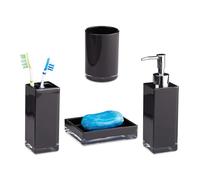 Relaxdays Set 4 accessoires de salle de bain