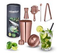Relaxdays Set avec Shaker à Cocktails, INOX, kit Bar composé de 5 pièces, 500 ML, Accessoires pour Maison, Bronze