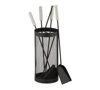 Relaxdays Set cheminée 5 pièces et serviteur noir