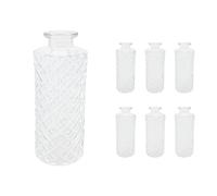 Relaxdays, Set de 6 vases, Motif Losange, Vintage, en Verre, H x D : 13 x 5 cm, Mini-vases décoratifs Transparents