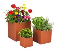 Relaxdays Lot de 3 jardinières rouillées