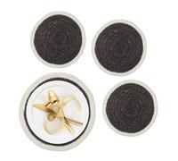 Relaxdays Set de Table, 4 Dessous Ronds, en zostère tressée, diamètre : 37 cm, pour Table à Manger, Noir et crème