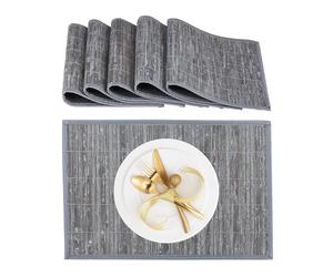 Relaxdays Set de Table, 6 Dessous, rectangulaire, 45 x 30 cm, pour la Salle à Manger ou la Cuisine, Gris
