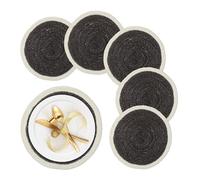 Relaxdays Set de Table, 6 Dessous Ronds, en zostère tressée, diamètre : 37 cm, pour Table à Manger, Noir et crème