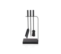 Relaxdays Set d'outils de cheminée, 4 pièces, tisonnier, Noir | pelle à cendres, balayette et support, design moderne