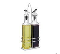Relaxdays Set huile vinaigre, bouteilles en verre 300 ml, bec verseur, sauce, vinaigrette, 2x distributeurs, transparent