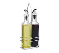 Relaxdays Set Huile vinaigre, Bouteilles en Verre 300 ML, Bec verseur, Sauce, Vinaigrette, 2X distributeurs, Transparent