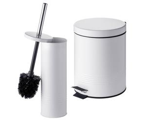 Relaxdays Set salle de bain : poubelle & brosse WC
