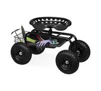 Relaxdays Siège Roulant de Jardin, Hauteur réglable, 150 kg, Accessoire Jardinage, Roues pneumatiques, Noir