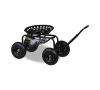 Relaxdays Siège Roulant de Jardin, réglable en Hauteur, 150 kg, Tabouret Jardinage, 4 Roues, Acier, Noir