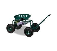 Relaxdays Siège Roulant de Jardin, réglable en Hauteur, 150 kg, Tabouret Jardinage, 4 Roues, Acier, Vert